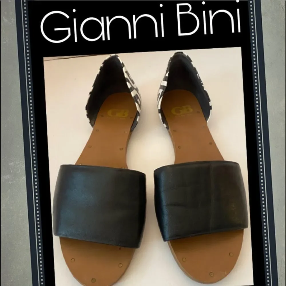 Gianni Bini “Pool Party” Black White Flats 9